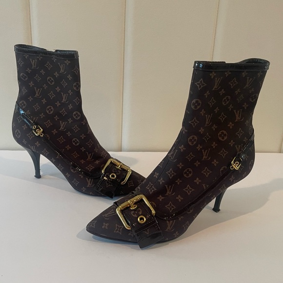 Louis Vuitton Brown Monogram Mimosa Mini Lin Ankle Boots - Picture 12 of 16
